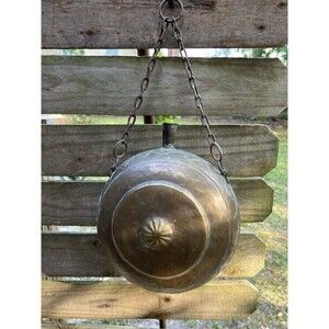 ANTIQUE MIDDLE EAST LARGE BRASS WATER FLASK DESERT CANTEEN